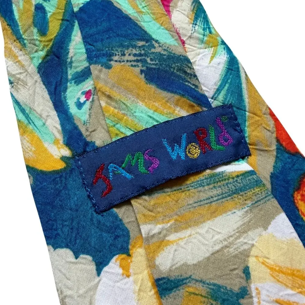 Vintage Retro Jams World Hawaiian Colorful Floral Tie